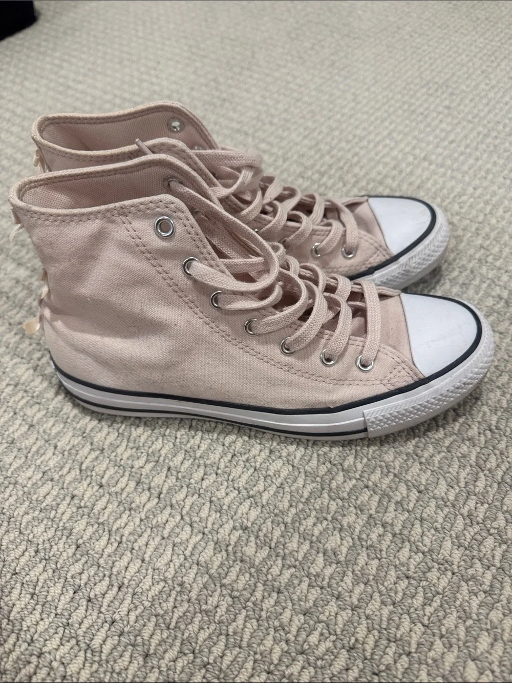 Converse Kids Light Pink High-Top Sneakers with Ribbon Bows